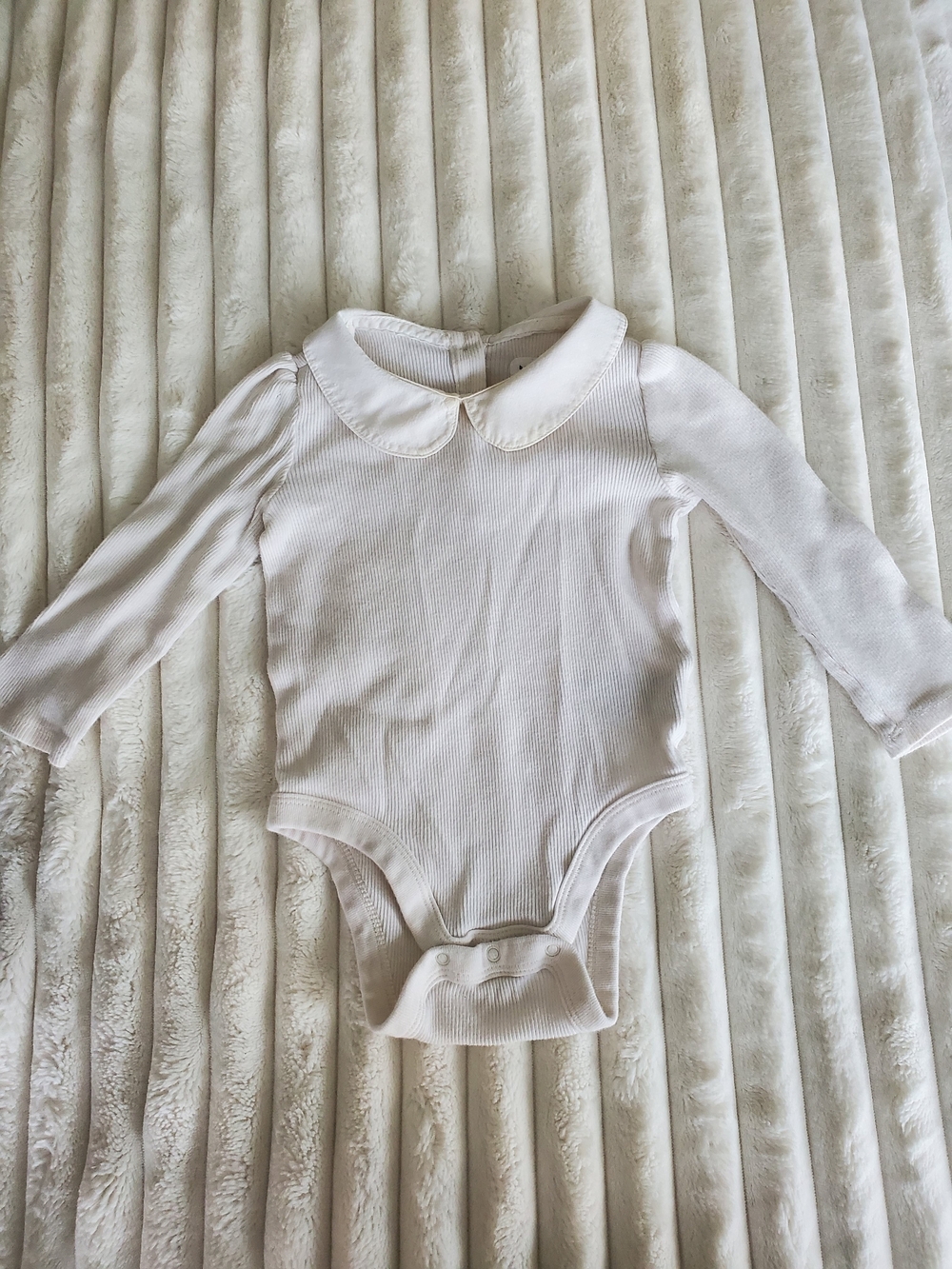 Baby GAP White Ribbed Peter Pan Collar Baby One-Piece Onesie